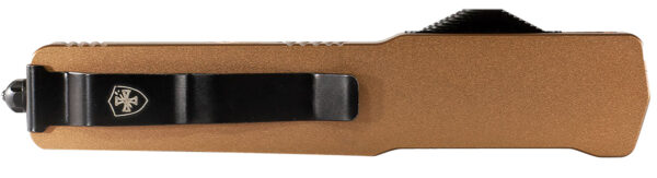 Templar Knife MAAB321 Premium LW  Slim 8.09" OTF Drop Point Plain Black Oxide Stonewashed Powdered D2 Steel Blade, 4.93" Bronze Anodized Aluminum Handle — view 1