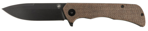 Templar Knife PFMBN321 Paladin  3.27" Folding Drop Point Plain Black Powder Coated D2 Steel Blade, 4.40" Brown Micarta Handle — view 1