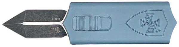 Templar Knife SMCAGB121 Sentinel Money Clip 1.88" OTF Dagger Plain Black Oxide Stonewashed Powder Coated D2 Steel Blade, 3.41" Blue Anodized Aluminum Handle — view 1