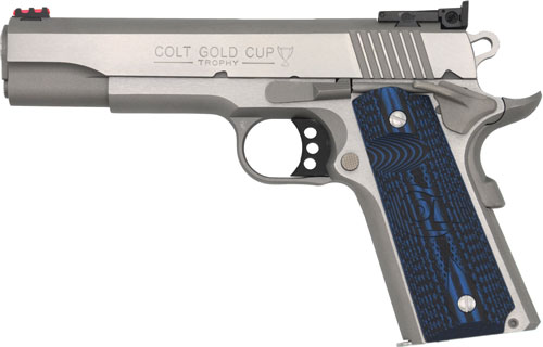 COLT GOLD CUP LITE 45ACP 5" - 8RD STAINLESS BLUE G10 GRIPS — view 1