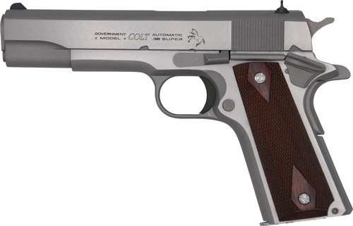 COLT GOVERNMENT 1911 38 SUPER - 5" 9RD STAINLESS ROSEWOOD — view 1