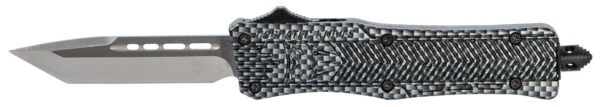 CobraTec Knives SCFCTK1STNS CTK-1  Small 2.75" OTF Tanto Plain D2 Steel Blade/Carbon Fiber Aluminum Handle Features Glass Breaker Includes Pocket Clip — view 1