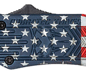 CobraTec Knives SUSACTK1SDNS CTK-1 American Flag Small 2.75" OTF Drop Point Plain D2 Steel Blade, 4.25" Red/White/Blue Flag Cerakote Aluminum Alloy Handle