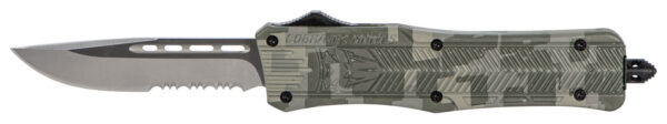 CobraTec Knives MADCCTK1MDS CTK-1  Medium 3" OTF Part Serrated D2 Steel Blade Army DigiCamo Aluminum Handle Features Glass Breaker Includes Pocket Clip — view 1