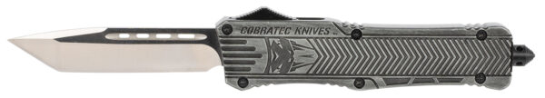 CobraTec Knives LSWCTK1LTNS CTK-1  Large 3.75" OTF Tanto Plain D2 Steel Blade/Stonewashed Aluminum Handle Features Glass Breaker Includes Pocket Clip — view 1
