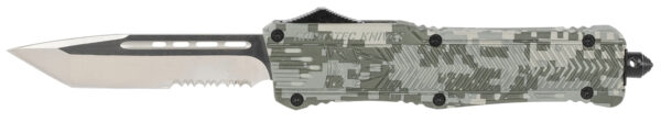 CobraTec Knives LADCCTK1LTS CTK-1  Large 3.75" OTF Tanto Part Serrated D2 Steel Blade/Army DigiCamo Aluminum Handle Features Glass Breaker Includes Pocket Clip — view 1