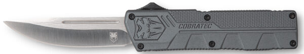 CobraTec Knives GYCTLWDNS Lightweight  3.25" OTF Drop Point Plain D2 Steel Blade/Gray Aluminum Handle Includes Pocket Clip — view 1