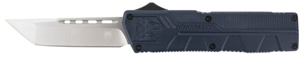 CobraTec Knives NYCTLWTNS Lightweight  3.25" OTF Tanto Plain D2 Steel Blade/NYPD Blue Aluminum Handle Includes Pocket Clip — view 1