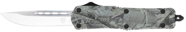 CobraTec Knives MWDFS3DNS FS-3  Medium 3" OTF Drop Point Plain D2 Steel Blade, 4.50" Woodland Camo Aluminum Alloy Handle — view 1