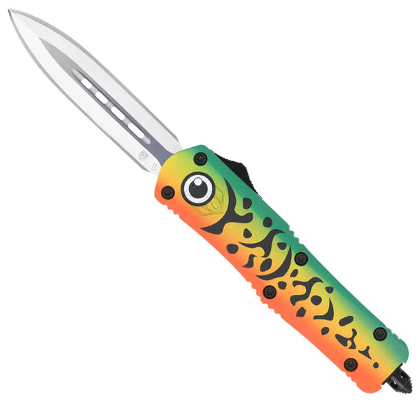 CobraTec Knives MFLGNFS3DAGNS FS-3 Fishing Lure Medium 3" OTF Dagger Plain Satin D2 Steel Blade, 4.50" Green Fishing Lure Aluminum Cerakoted Handle — view 1