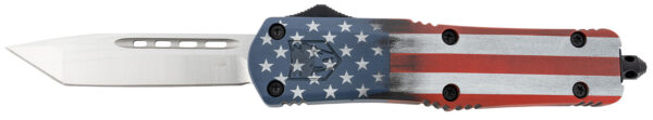 CobraTec Knives MCUSAFS3TNS FS-3 American Flag Medium 3" OTF Tanto Plain Satin D2 Steel Blade, 5" US Flag Aluminum Cerakoted Handle — view 1