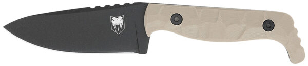 CobraTec Knives CTKPTAN KingPin  EDC 4" Fixed Drop Point Plain Black Powder Coated D2 Steel Blade, 4" Tan Textured G10 Scales Handle — view 1