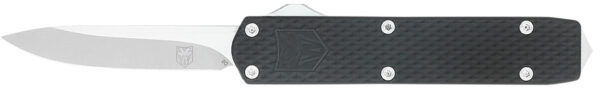 CobraTec Knives MNBLKMGEN2DNS Mini Mamba Gen II 2.25" OTF Plain Stonewashed D2 Steel Blade, 3.38" Black Textured Anodized Aluminum Handle — view 1