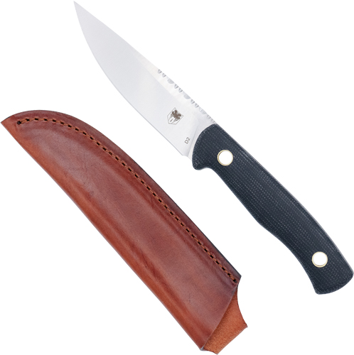 COBRATEC KOONSMAN 4" FIXED BLD - BLACK D2 W/LEATHER SHEATH — view 1