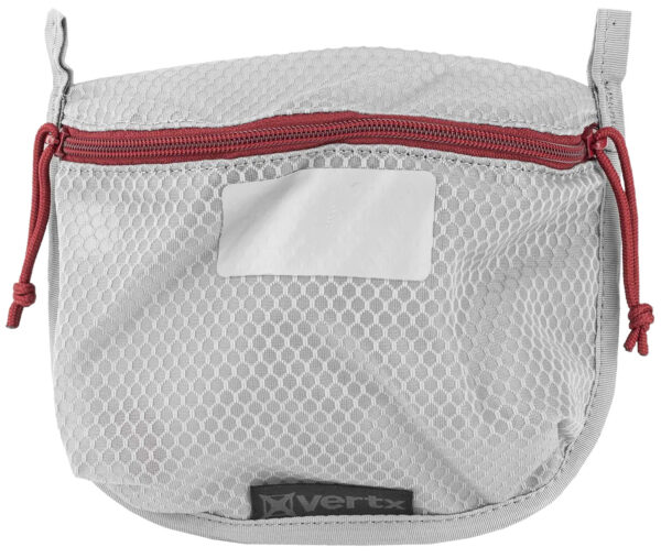 Vertx VTX5200AGYNA Overflow Pouch Medium Size made of White Nylon with Mesh & Red Accents, YKK Zipper & Durable Hook Back Panel 5" W x 7.25" H Dimensions — view 1