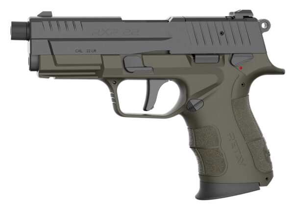 Retay USA RXP22ODBLKS10TH RXP 22 LR 10+1 4" Threaded Barrel, Black Cerakote Optic Ready/Serrated Slide, OD Green Cerakote Polymer Frame w/Accessory Rail, RMR/RMSc Footprint — view 1