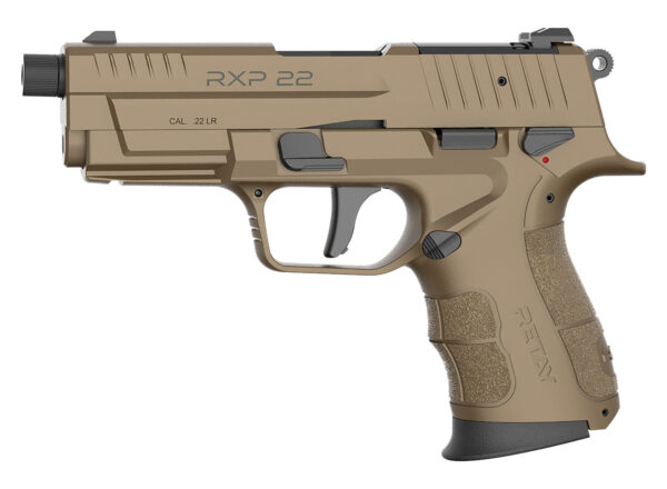 Retay USA RXP22FDE10TH RXP  22 LR 10+1 4" Black Threaded Barrel, Flat Dark Earth Cerakote RMR/RMSc Optic Ready/Serrated Slide, Flat Dark Earth Cerakote Polymer Frame w/Accessory Rail, Textured Grip — view 1