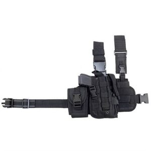 TACTICAL DROP LEG HOLSTER W/MAG POUCH BLACK