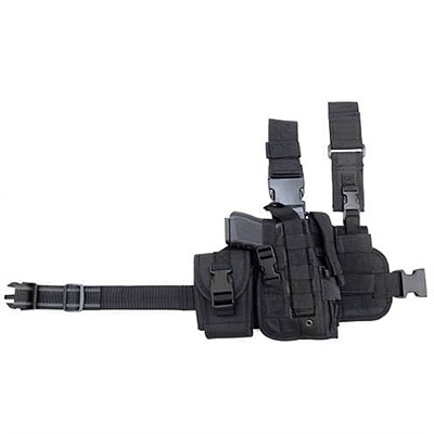 TACTICAL DROP LEG HOLSTER W/MAG POUCH BLACK — view 1