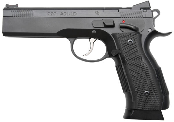 Cz Custom Shop 96336 A01-LD  9mm Luger 19+1 5" Match Grade Bull Barrel, Black Optic Cut/Serrated Steel Slide, Black Polycoat Steel Frame w/Beavertail, Black G10 Grip, Long Dustcover — view 1