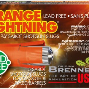 BRENNEKE ORANGE LIGHTNING LEAD FREE SABOT AMO 12GA 2.75 IN 2/3 OZ 5-RD
