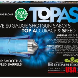 BRENNEKE TOPAS LEAD FREE SABOT SLUG AMO 20GA 2.75 IN 1/2OZ  5-RD