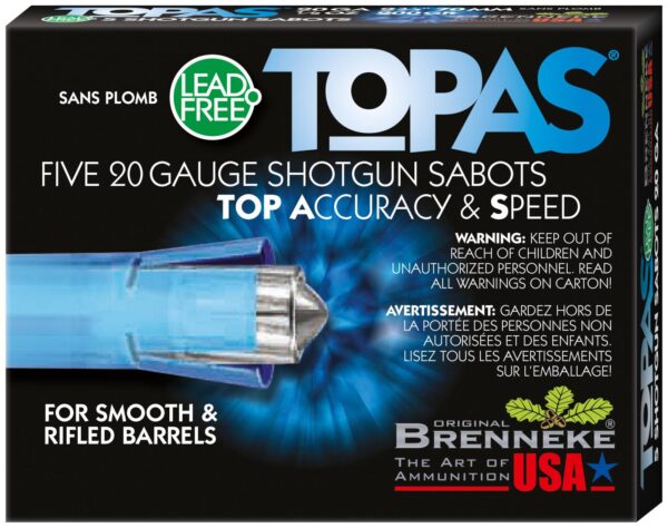 BRENNEKE TOPAS LEAD FREE SABOT SLUG AMO 20GA 2.75 IN 1/2OZ  5-RD — view 1