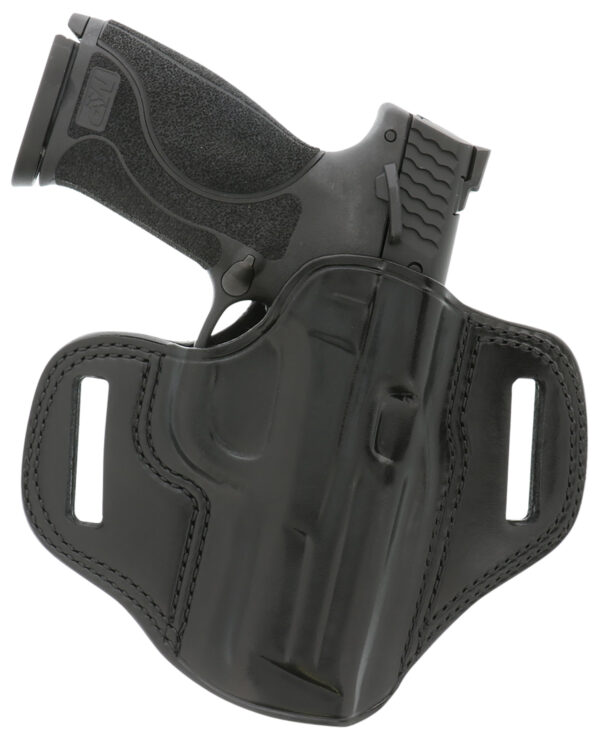 Galco CM224B Combat Master  OWB Black Leather Belt Slide Compatible w/Ruger Security-9/Glock 17/Glock 22 Gen2-5 Belt 1.75" Wide Right Hand — view 1