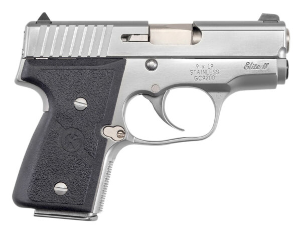 Kahr Arms M9098A MK Elite 9mm Luger Caliber with 3" Barrel, 6+1 or 7+1 Capacity, Overall Polished Stainless Steel, Serrated Slide & Textured Wraparound Black Nylon Grip — view 1