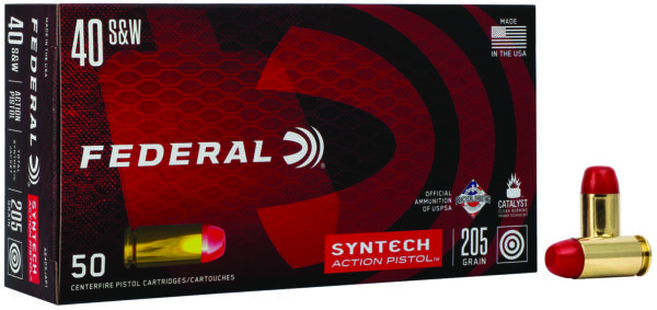 Federal AE40SJAP1 American Eagle Syntech Action Pistol  40S&W 205gr Total Syntech Jacket Flat Nose 50 Per Box/10 Case — view 1