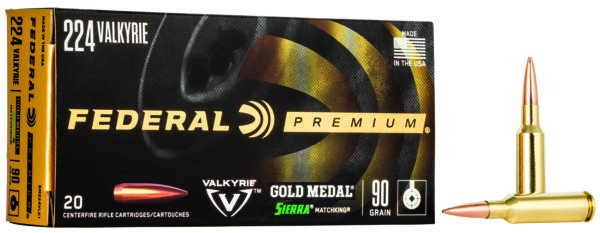 Federal GM224VLK1 Premium Gold Medal 224Valkyrie 90gr Sierra MatchKing BTHP 20 Per Box/10 Case — view 1