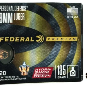 FEDERAL PREMIUM HYDRA SHOK DEEP AMO 9MM LUGER 135GR HP 20RD (10 BOX CASE)