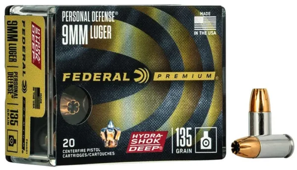 FEDERAL PREMIUM HYDRA SHOK DEEP AMO 9MM LUGER 135GR HP 20RD (10 BOX CASE) — view 1
