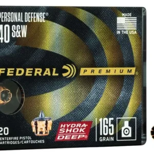 FEDERAL HYDRASHOK DEEP AMO 40 S&W 165GR JHP 20RD (10 BOX CASE)