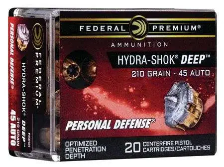 FEDERAL PREMIUM HYDRA SHOK DEEP AMO 45 AUTO 210GR HP 20RD (10 BOX CASE) — view 1