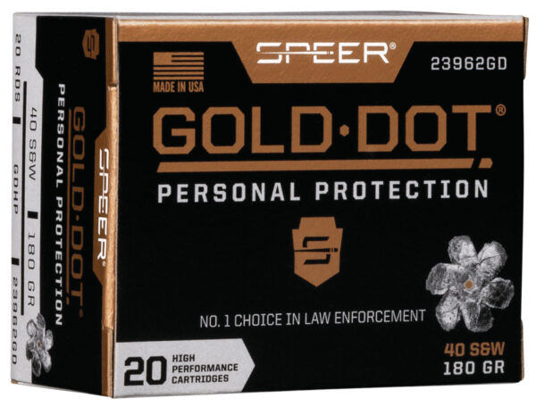 Speer 23962GD Gold Dot Personal Protection 40S&W 180gr Hollow Point 20 Per Box/10 Case — view 1