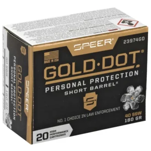 SPEER GOLD DOT HI- PERFORMANCE AMO 40 S&W 180 GDHP 20RD (10 BOX CASE)