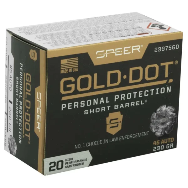 SPEER GOLD DOT SHORT BBL AMO 45 AUTO 230 GDHP 20RD (10 BOX CASE) — view 1