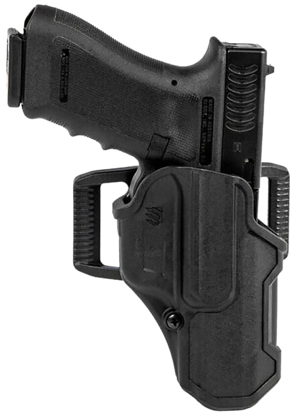 Blackhawk 410768BKR T-Series L2C Non-Light Bearing OWB Black Polymer Belt Clip Compatible w/Glock 43/43X/Kahr PM Includes Belt Loops Right Hand — view 1