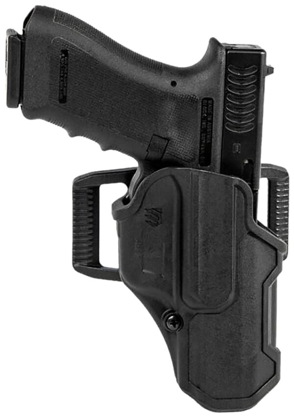 Blackhawk 410200BKR T-Series L2C Light Bearing OWB Black Polymer Belt Clip Compatible w/Glock 17/19/22/23/31/32/45/47 Right Hand — view 1