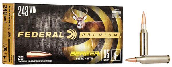 Federal P243BCH1 Premium  243Win 95gr Berger Hybrid Hunter 20 Per Box/10 Case — view 1