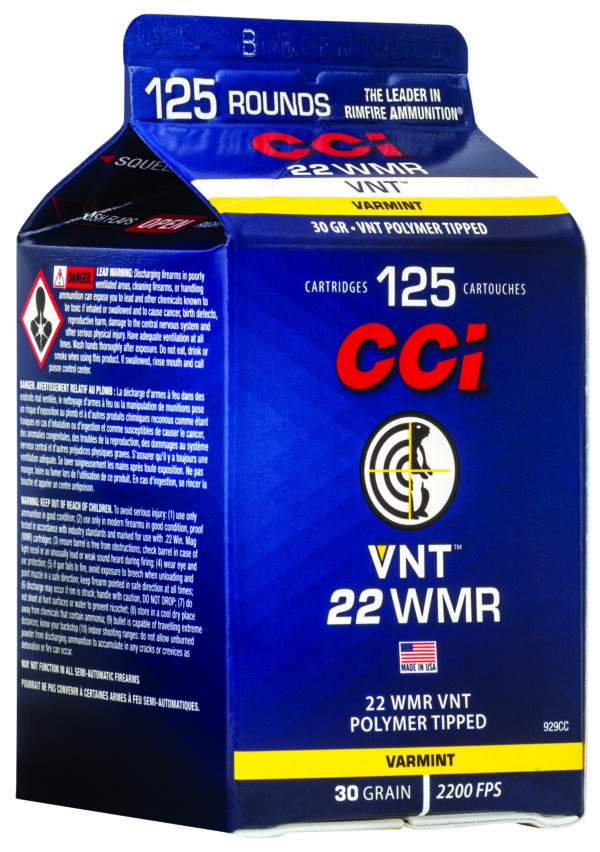 CCI 929CC VNT Rimfire 22WMR 30gr Varmint Tipped 125 Per Box/10 Case — view 1