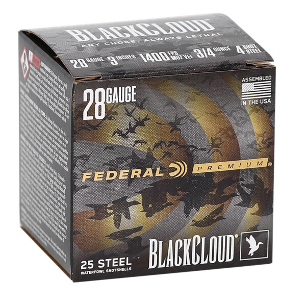 Federal PWBX2854 Black Cloud FS 28Gauge 3" 3/4oz 4Shot 25 Per Box/10 Case — view 1