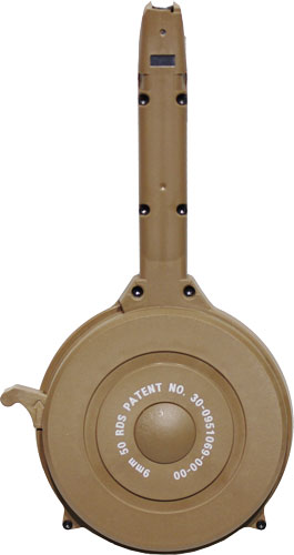 IVER JOHNSON MAGAZINE POLYMER - FITS GLOCK 9MM 50RD DRUM TAN — view 1