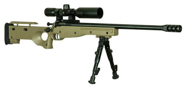 Crickett KSA2157 Precision Complete Package Youth 22 WMR 1rd 16.12" Threaded Bull Barrel w/Muzzle Brake, Thumbhole FDE Synthetic Stock w/Adjustable Cheek Comb, 10 3/8"-11 1/8" LOP, Includes 4x28 Comba — view 1