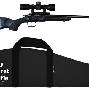 Crickett KSA2240BSC Youth Package 22 LR 1rd 16.12" Blued Barrel & Receiver, Black Synthetic Stock w/11.5" LOP, Rebounding Firing Pin Safety Includes 4x32 Scope, KSA301 Scope Mount Kit & Soft Rifle Cas