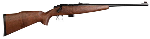Crickett KSA20411 Model 722 Sporter Compact Youth 22 LR 7+1 16.25" Blued Barrel & Receiver, Fixed Front/Adjustable Rear Sights, Walnut Stock w/13.5" LOP, Rebounding Firing Pin Safety — view 1