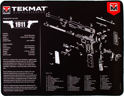 TEKMAT ARMORERS BENCH MAT - ULTRA 15"X20" 1911 BLACK — view 1
