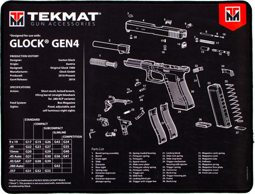 TEKMAT ARMORERS BENCH MAT - ULTRA 15"X20" FOR GLOCK G4 BLK — view 1