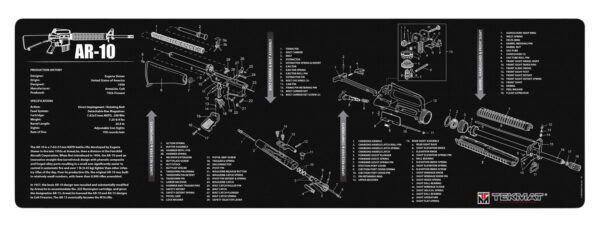 TekMat TEKR36AR10 AR-10 Cleaning Mat Black/White Rubber 12"x36" AR-10 Parts Diagram — view 1